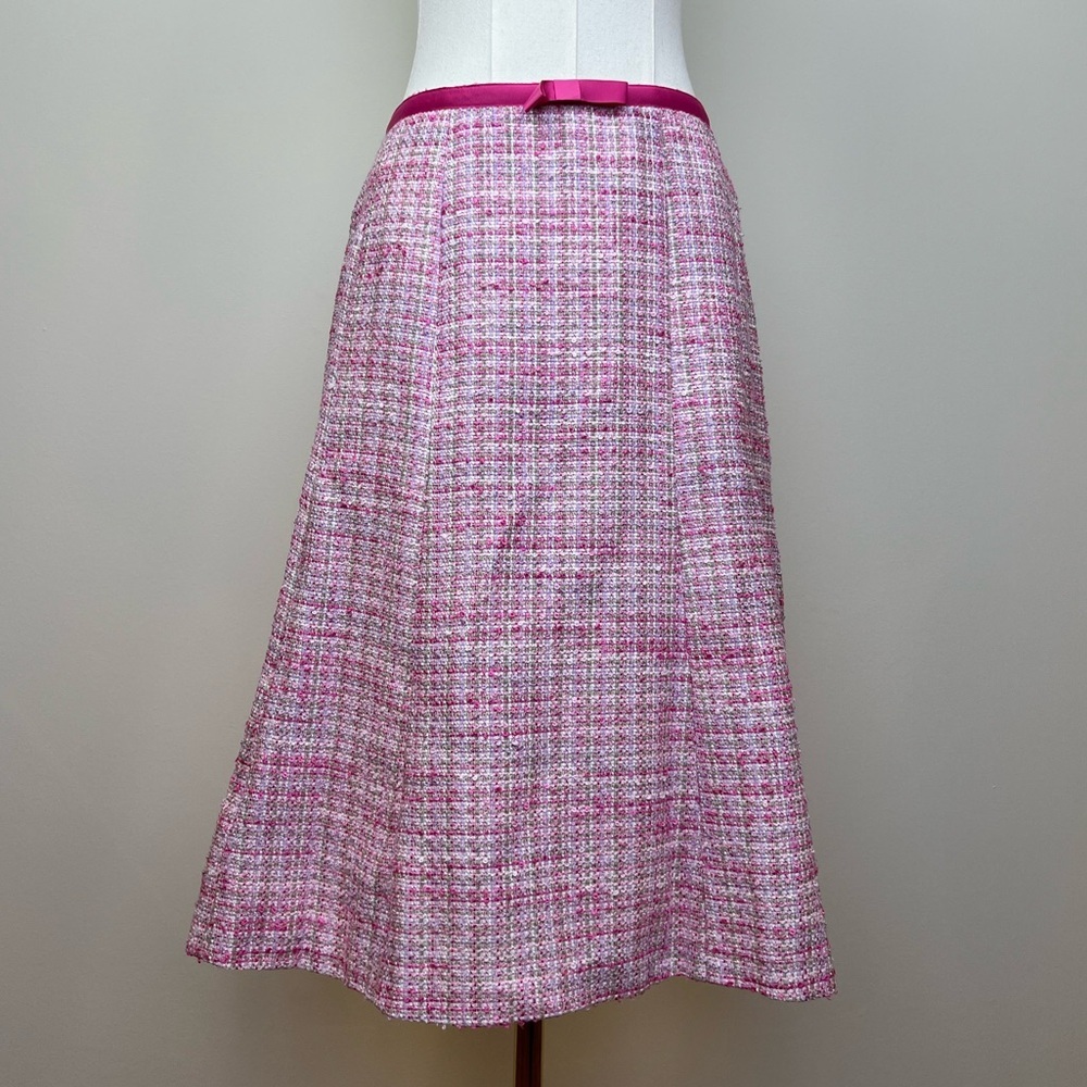 Pink Tweed A-Line Skirt, early 2000s aesthetic, 13 going on 30